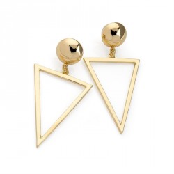 Earring - Gold colour triangle design drop earrings. -...