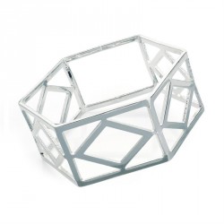 Bracelet - Shiny silver colour hexagon shape bangle. -...