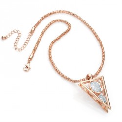 Necklace - Rose gold colour CZ crystal chain pendant...