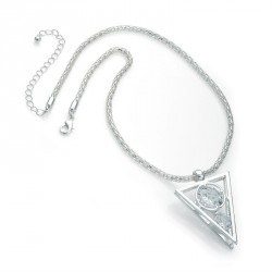 Necklace - Silver colour CZ crystal chain pendant...