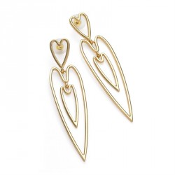 Earring - Gold colour heart design drop earrings. -...