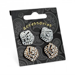 Earring set - Two pairs gold and silver colour flower...