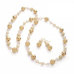 Necklace & Earring set - Gold colour white and white...