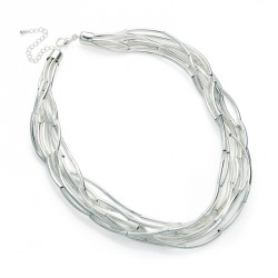 Necklace - Eight row shiny silver colour chain necklace....