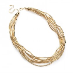 Necklace - Eight row shiny gold colour chain necklace. -...