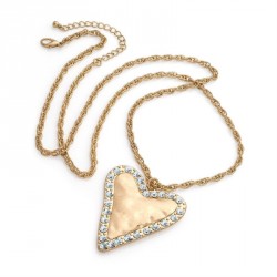 Necklace - Worn gold colour crystal heart design chain...