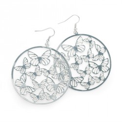 Earring - Silver colour round butterfly design earrings....