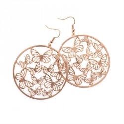 Earring - Rose gold colour round butterfly design...