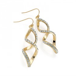 Earring - Gold colour twist drop earrings. - (ER30297)