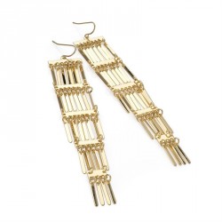 Earring - Gold colour long tassel earrings. - (ER30291)