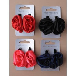 card of 2 black 3cm beak clips with satin fabric...
