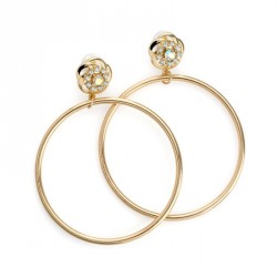 Earring - Gold colour crystal and AB crystal effect round...