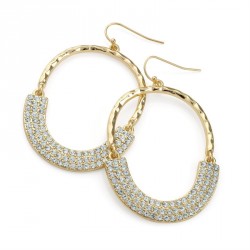 Earring - Gold colour crystal oval earrings. - (ER30280)