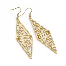 Earring - Shiny gold colour drop earrings. - (ER30279)