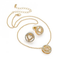 Necklace & Earring set - Gold colour crystal heart design...