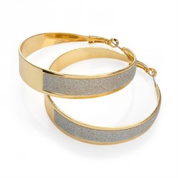 Earring - Shiny gold colour silver glitter effect hoop...