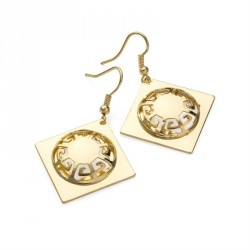 Earring - Shiny gold colour square design drop earrings....