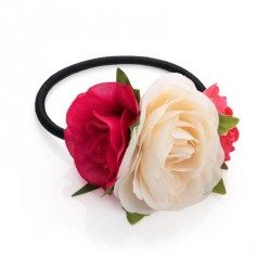Hair flower - Fuchsia, cream and red three flower hair...