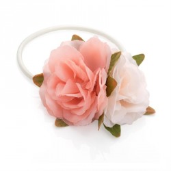Hair flower - Pink and beige tone double flower hair...