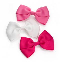 Hair bow set - Three piece white, pink and fuchsia colour...