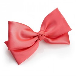 Hair bow - Coral colour double hair bow on clip. - (HA30233)