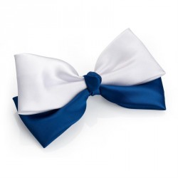 Hair bow - Two tone navy & white double hair bow on clip....