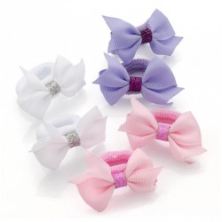 Hair bow set - Three pairs pastel glitter bow hair ponio...