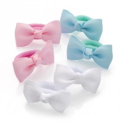 Hair bow set - Three pairs pastel colour bow hair ponio...