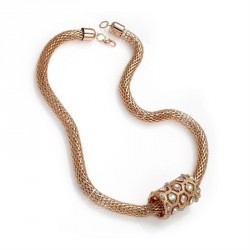 Necklace - Rose gold colour AB crystal barrel design...