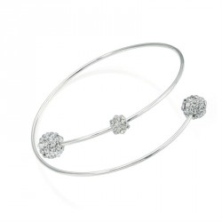 Bracelet - Shiny silver colour crystal ball arm bangle. -...