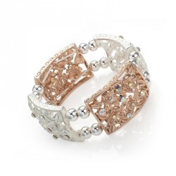 Ring - Two tone rose gold, gold and silver AB crystal...