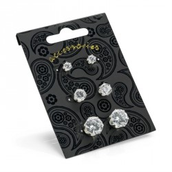Earring set - Three pairs shiny silver colour CZ crystal...