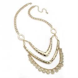Necklace - Three row shiny gold colour charm chain...