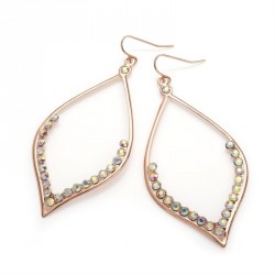 Earring - Rose gold colour AB crystal oval drop earrings....