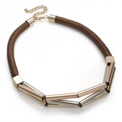 Necklace - Three tone gold, rhodium and rose gold colour...