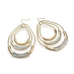 Earring - Shiny gold colour silver glitter oval earrings....
