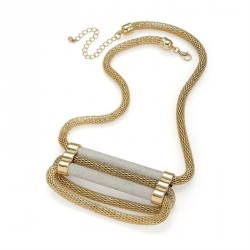 Necklace - Shiny gold colour silver glitter barrel look...