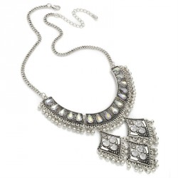Necklace - Burnished silver colour crystal and AB crystal...