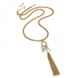 Necklace - Rose gold colour crystal, AB crystal and pink...