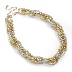 Necklace - Gold, silver and rose gold colour chain link...