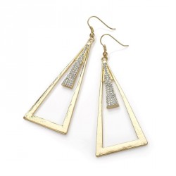 Earring - Shiny gold colour triangle shape earrings. -...