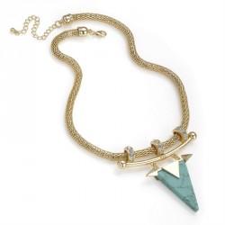 Necklace - Gold colour turquoise bead effect chain...