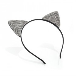 Headband - Black and crystal cat ears design headband. -...