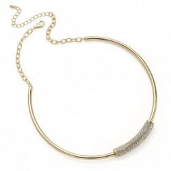 Necklace - Shiny gold colour barrel style collar...