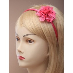 narrow satin fabric aliceband with spotty fabric ruffle....