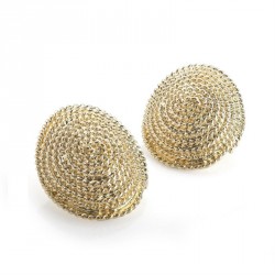 Earring - Shiny gold colour oval chain look earrings. -...