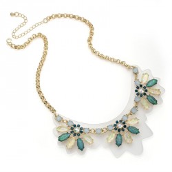 Necklace - Gold colour blue tone acrylic design chain...
