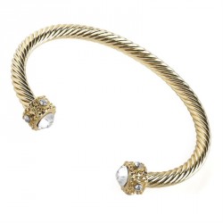 Bracelet - Gold colour twist effect adjustable bangle. -...