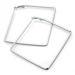 Earring - Shiny silver colour square shape hoop earring....
