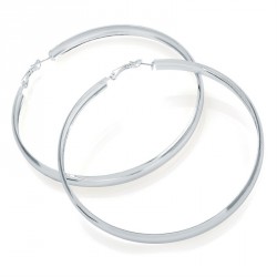 Earring - Large 9.5cm shiny silver colour hoop earrings....